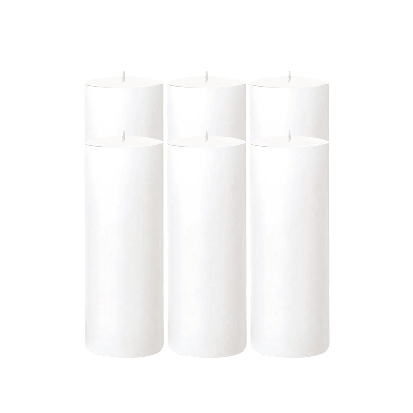 6-Pack Unscented Dripless Pillar Candles â€“ 3"x9" White Paraffin Wax with Smokeless Cotton Wicks, Clean & Long-Lasting 90-Hour Burn