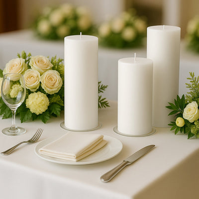 6-Pack Unscented Dripless Pillar Candles â€“ 3"x9" White Paraffin Wax with Smokeless Cotton Wicks, Clean & Long-Lasting 90-Hour Burn