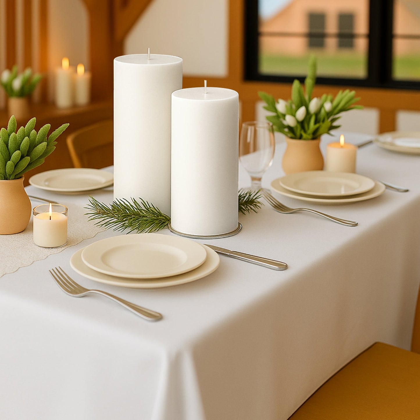 6-Pack Unscented Dripless Pillar Candles â€“ 3"x9" White Paraffin Wax with Smokeless Cotton Wicks, Clean & Long-Lasting 90-Hour Burn