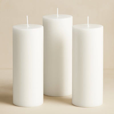 6-Pack Unscented Dripless Pillar Candles â€“ 3"x9" White Paraffin Wax with Smokeless Cotton Wicks, Clean & Long-Lasting 90-Hour Burn