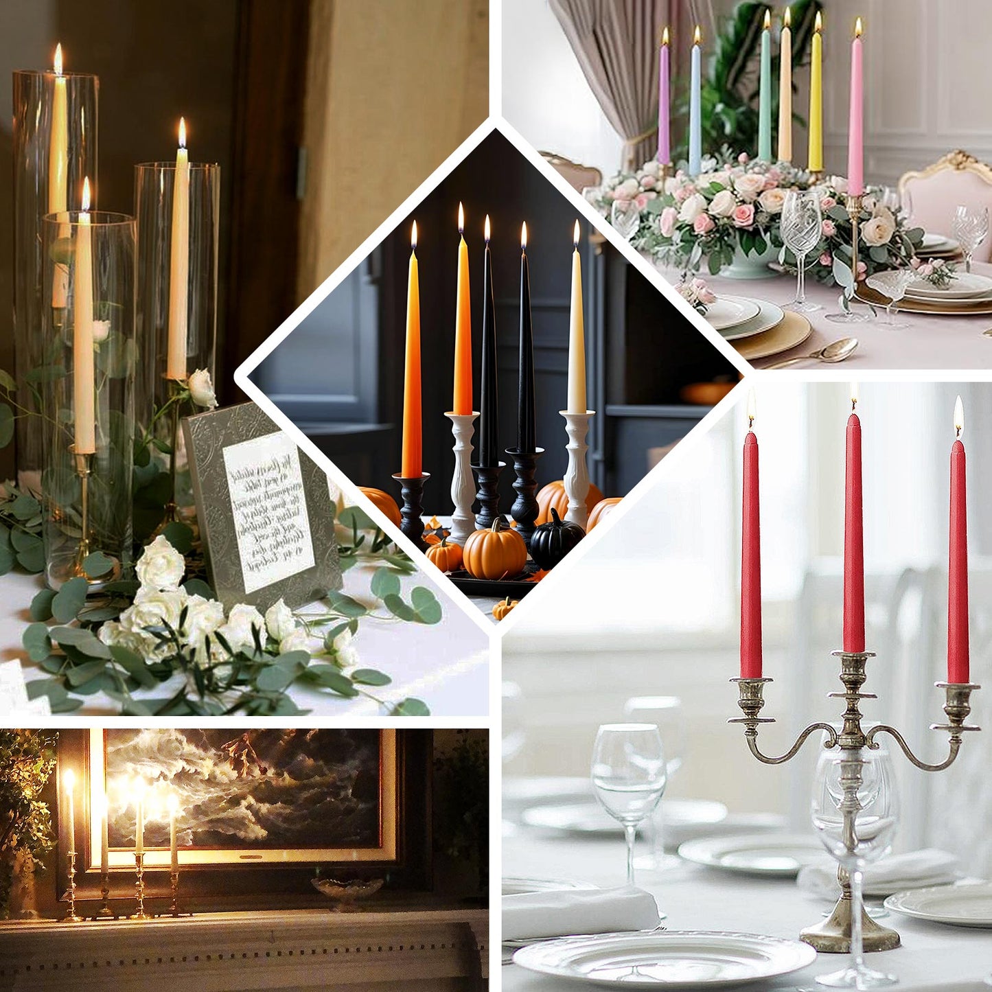 10-Pack Taper Candles Premium Wax Design White - Unscented Candles for Upscale Settings 12"