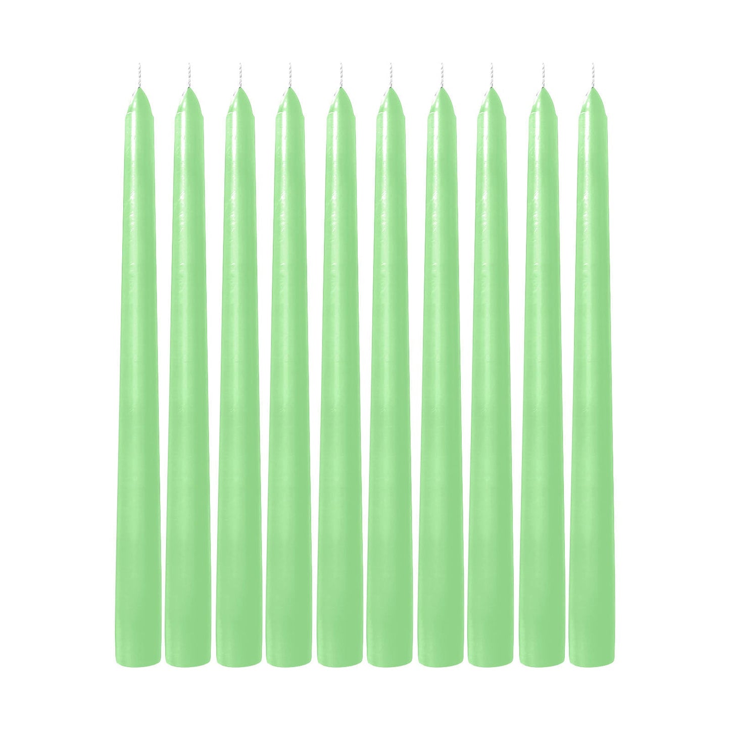 10-Pack Taper Candles Premium Wax Design Apple Green - Unscented Candles for Upscale Settings 10"