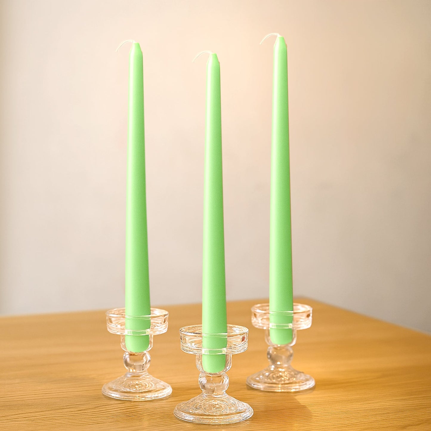 10-Pack Taper Candles Premium Wax Design Apple Green - Unscented Candles for Upscale Settings 10"