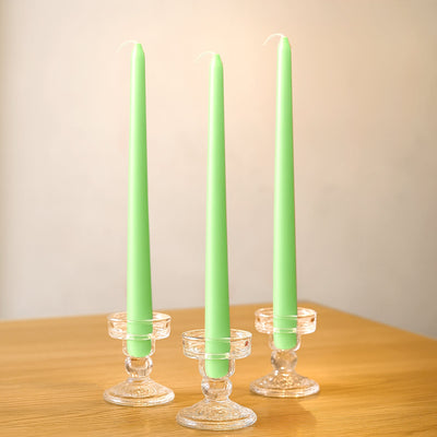 10-Pack Taper Candles Premium Wax Design Apple Green - Unscented Candles for Upscale Settings 10"