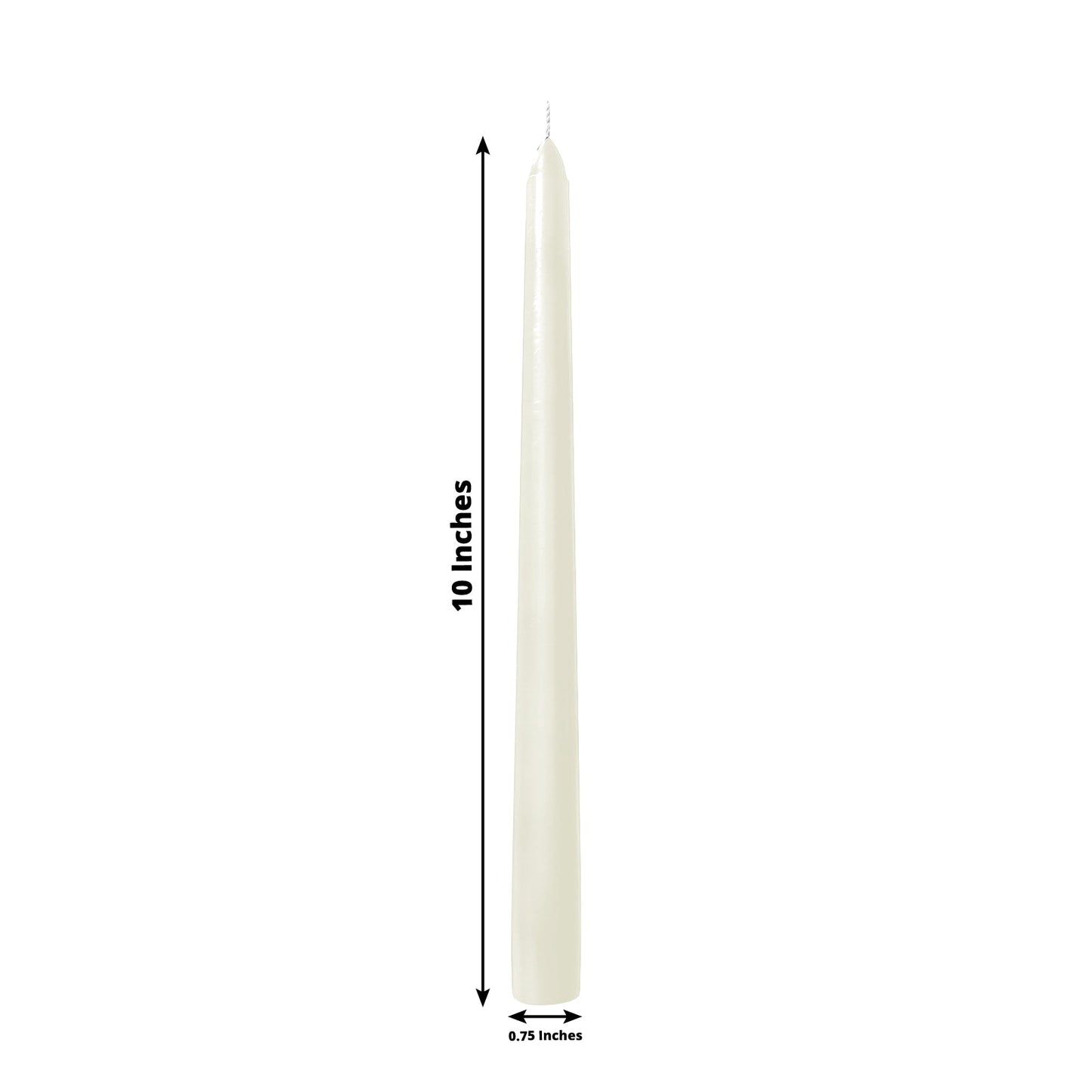 10-Pack Taper Candles Premium Wax Design Ivory - Unscented Candles for Upscale Settings 10"