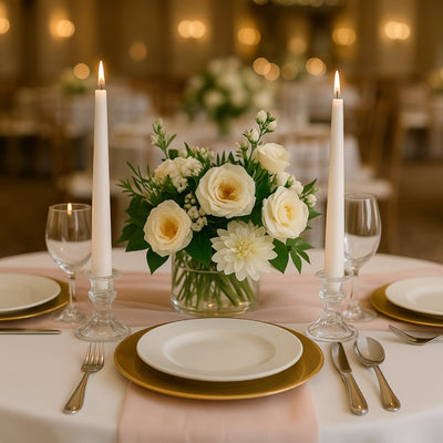 10-Pack Taper Candles Premium Wax Design Ivory - Unscented Candles for Upscale Settings 10"