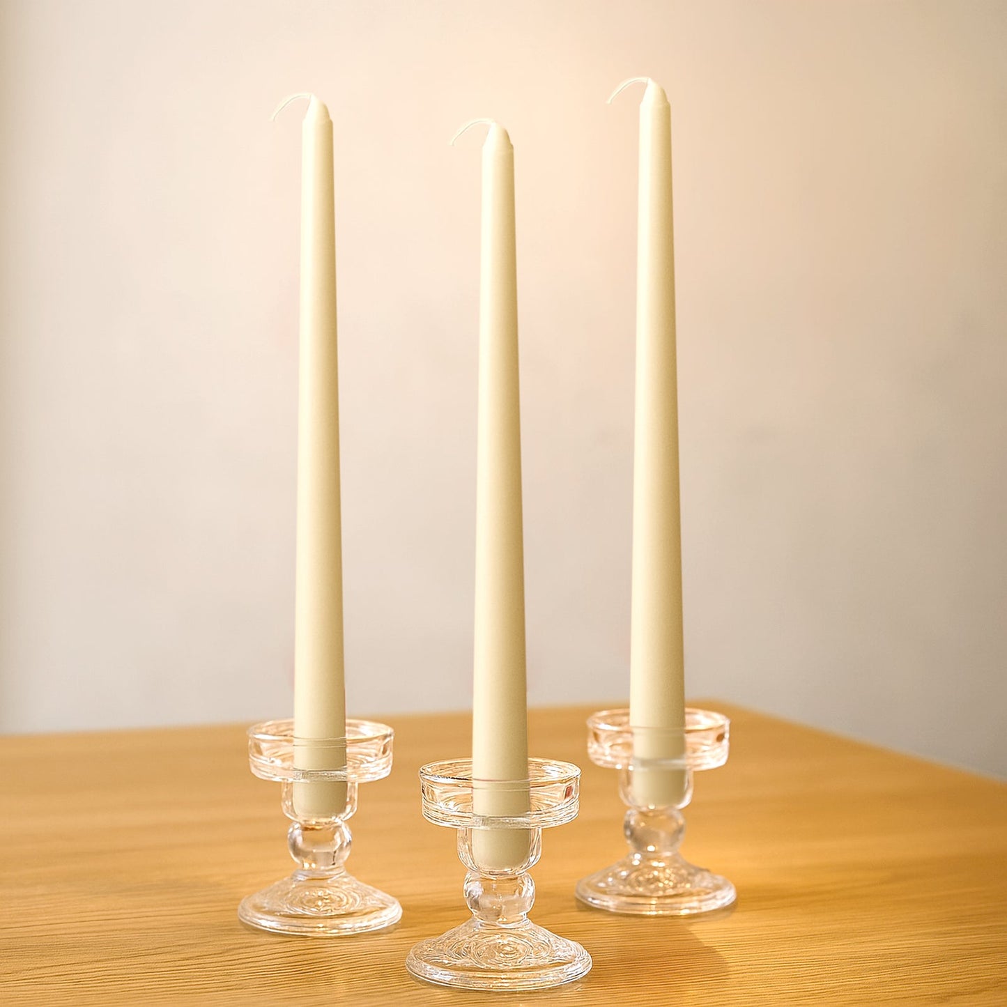 10-Pack Taper Candles Premium Wax Design Ivory - Unscented Candles for Upscale Settings 10"