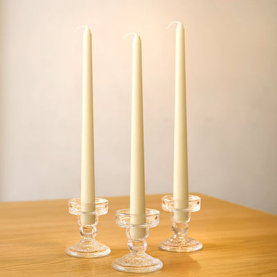 10-Pack Taper Candles Premium Wax Design Ivory - Unscented Candles for Upscale Settings 10"