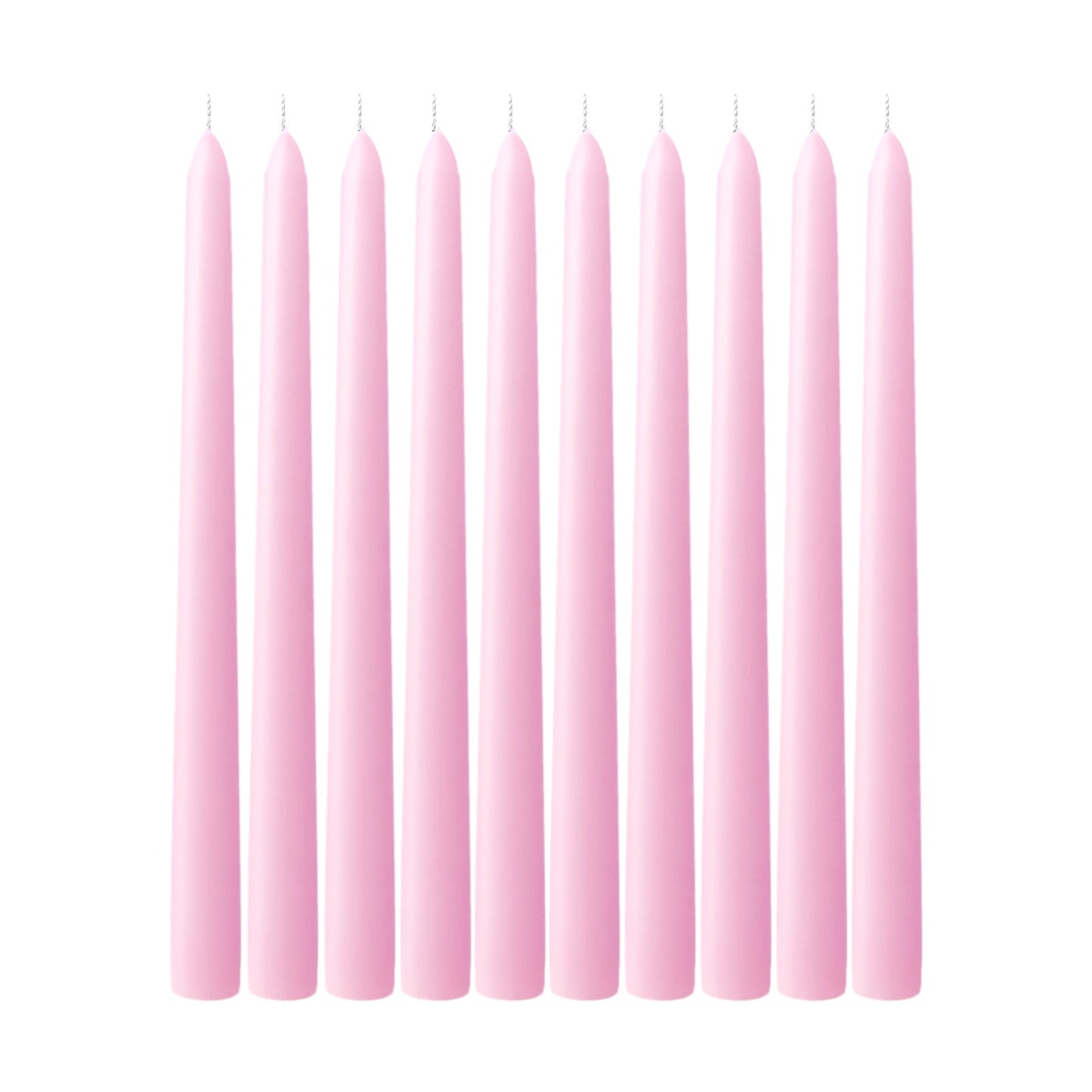10-Pack Taper Candles Premium Wax Design Pink - Unscented Candles for Upscale Settings 10"