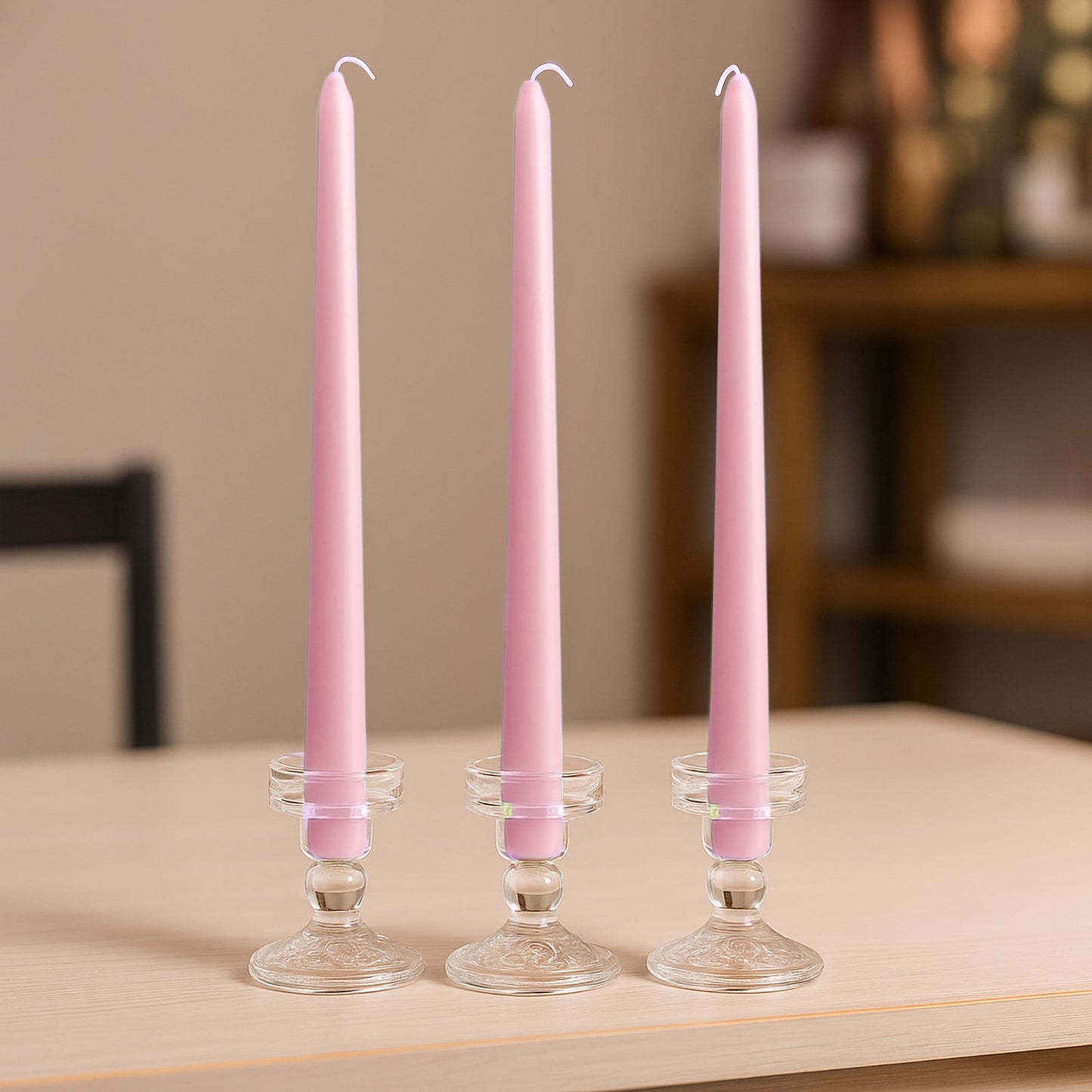 10-Pack Taper Candles Premium Wax Design Pink - Unscented Candles for Upscale Settings 10"