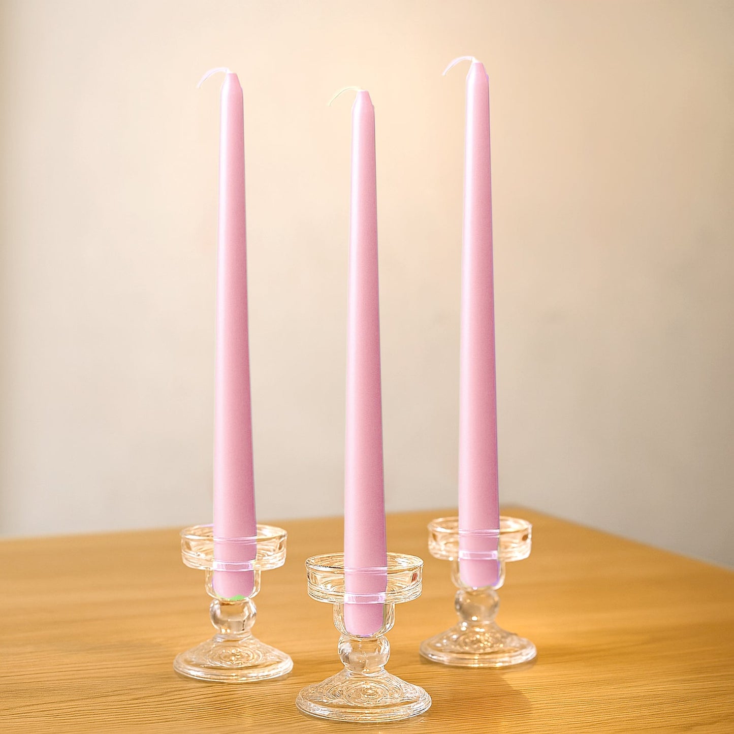 10-Pack Taper Candles Premium Wax Design Pink - Unscented Candles for Upscale Settings 10"