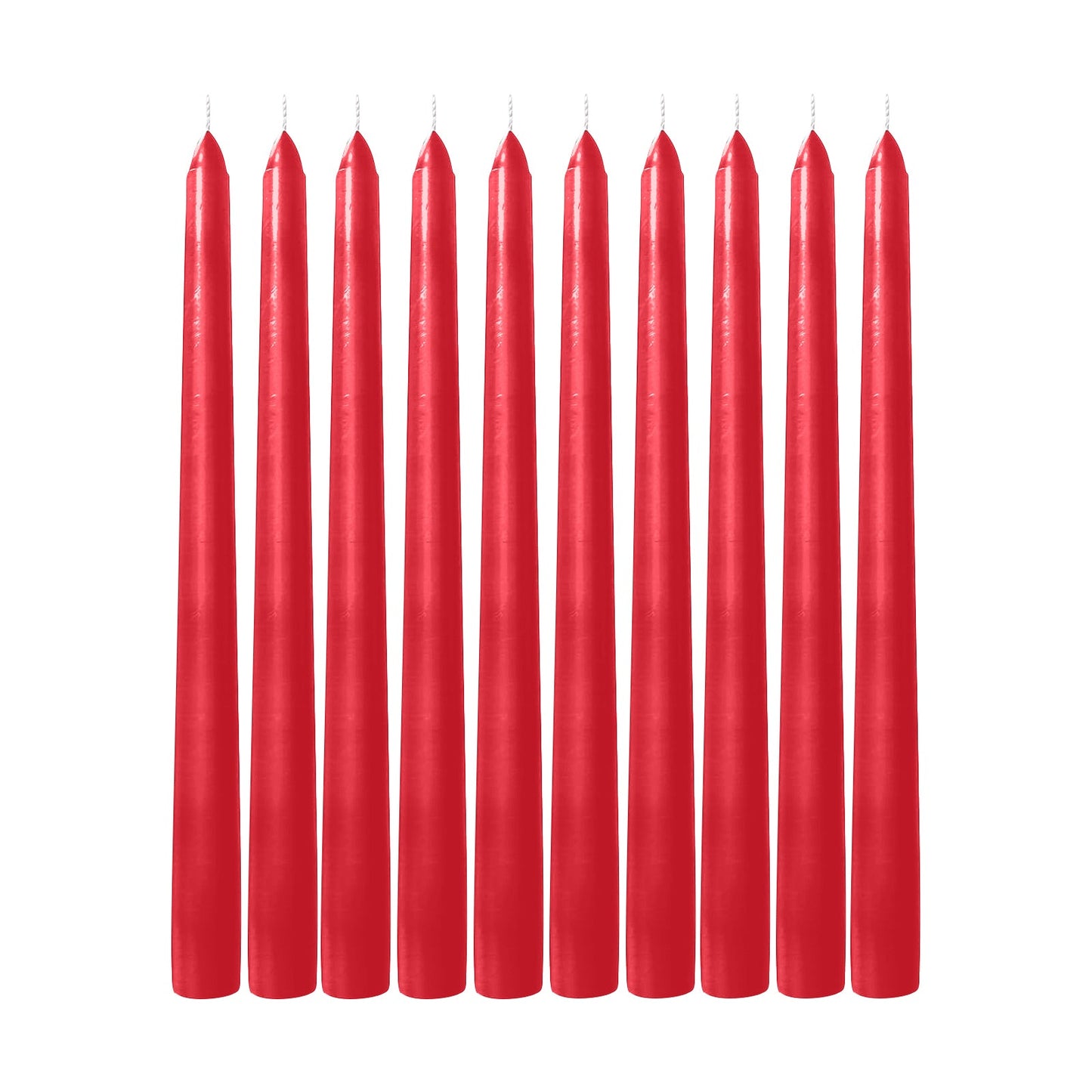 10-Pack Taper Candles Premium Wax Design Red - Unscented Candles for Upscale Settings 10"