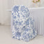 10 Pack Polyester Chair Covers for Folding Chairs â€“ White Blue French Toile Pattern, Reusable Stain-Resistant Slip-On Slipcovers