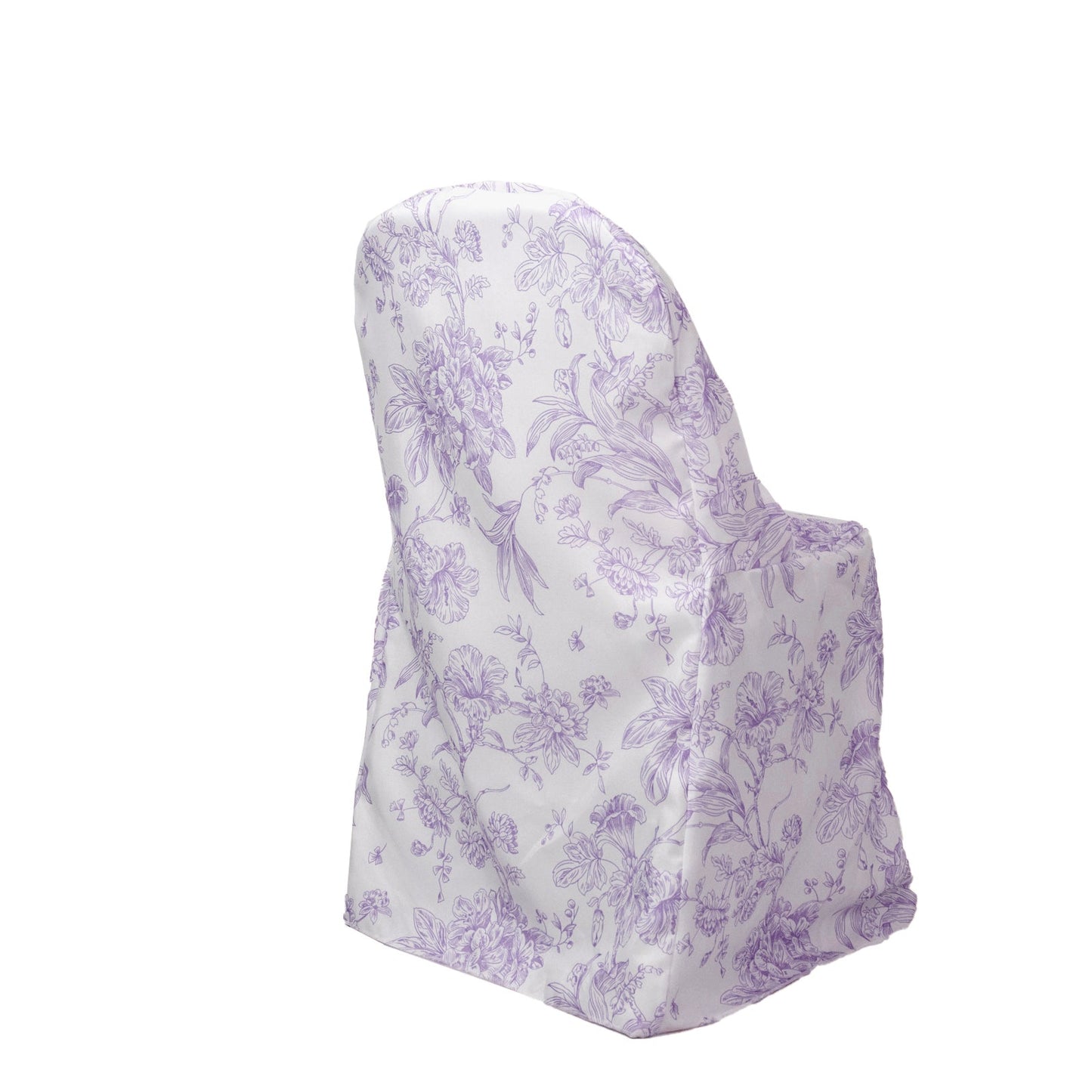 10 Pack Polyester Chair Covers for Folding Chairs â€“ White Lavender Lilac French Toile Pattern, Reusable Stain-Resistant Slip-On Slipcovers