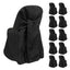 10-Pack Polyester Slip-On Folding Chair Covers with Attached Sashes â€“ Black Durable Reusable Covers for Wedding & Event Decor
