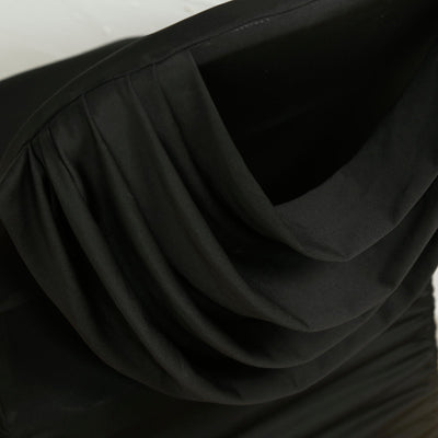 Spandex Folding Chair Cover Black with Ruched Swag Back and Foot Pockets â€“ Fitted Stretch Slipcover