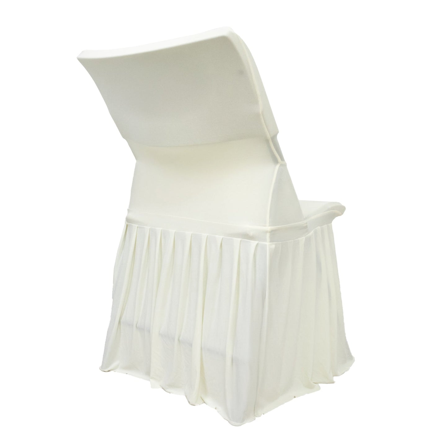 Ivory Spandex Pleated Lifetime Folding Chair Cover â€“ Stretch Slipcover with Floor-Length Skirt, Also Fits Standard Chairs
