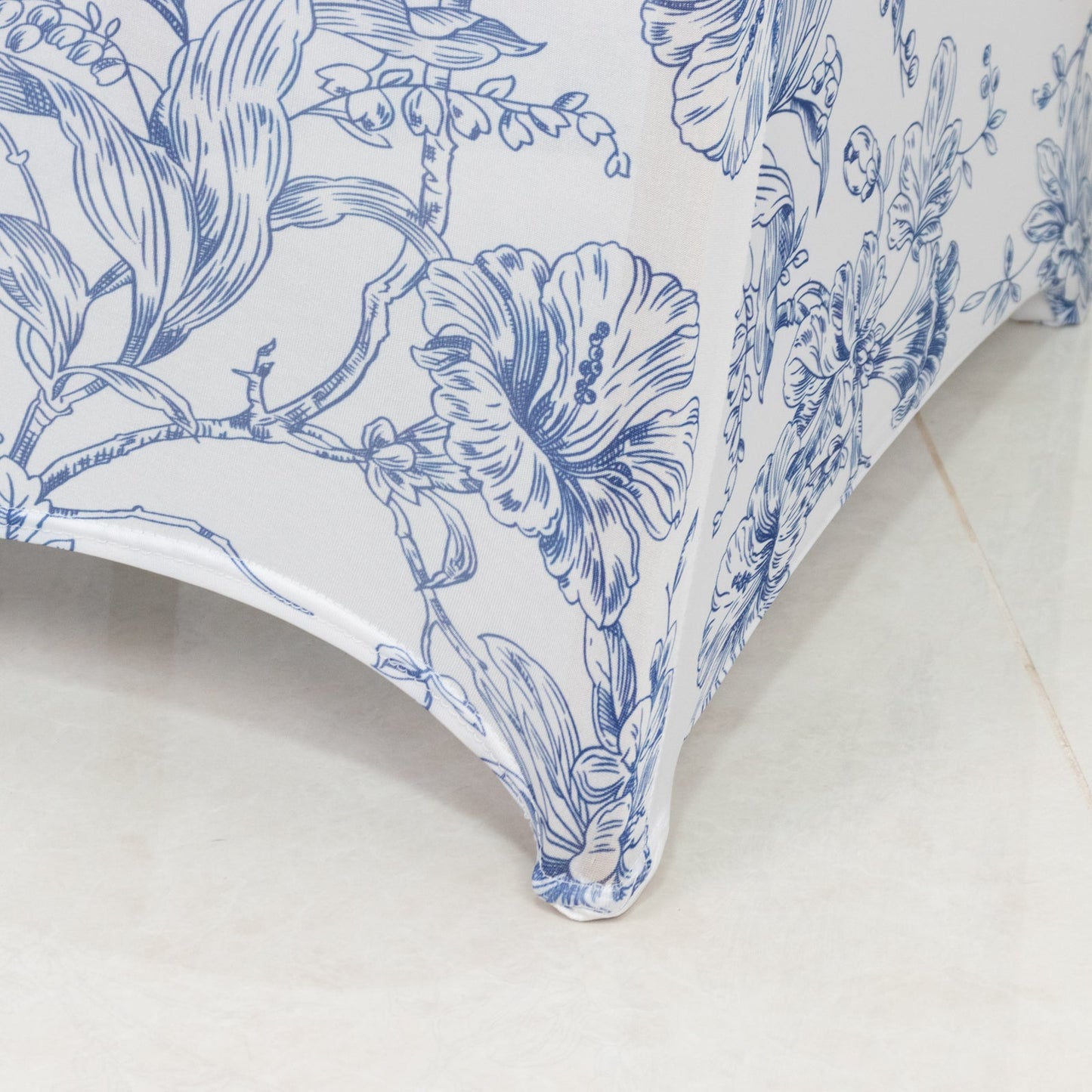 10 Pack Spandex Chair Covers for Banquet Chairs â€“ White Blue French Toile Reusable Stretch Slip-On Floral Covers