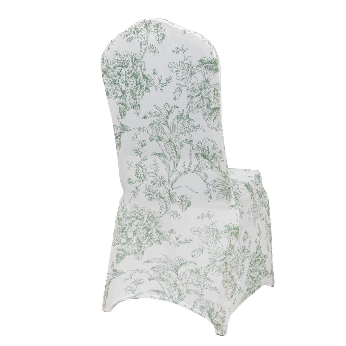10 Pack Spandex Chair Covers for Banquet Chairs â€“ White Dusty Sage Green French Toile Reusable Stretch Slip-On Floral Covers