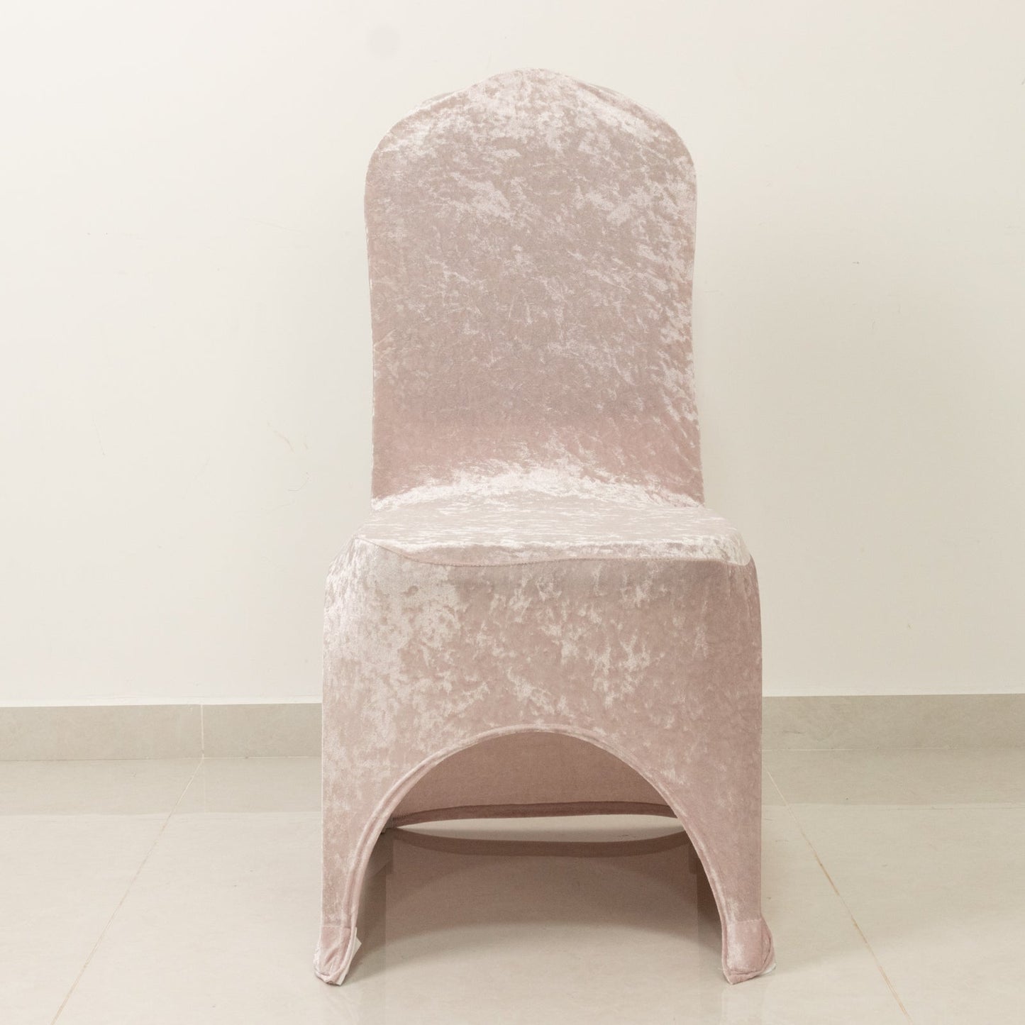 Crushed Velvet Spandex Banquet Chair Cover Fitted Slipcover Blush - Stretch 190GSM Slipcover with Foot Pockets