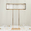 Gold Crystal Pendant Flower Stand, Metal Centerpiece Vase â€“ 32" Tall Rectangular Display Rack