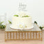 14" Square Gold Cake Stand with Hanging Crystal Beads and Glass Top â€“ Metal Dessert Display Tray