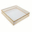 14" Square Gold Cake Stand with Hanging Crystal Beads and Glass Top â€“ Metal Dessert Display Tray
