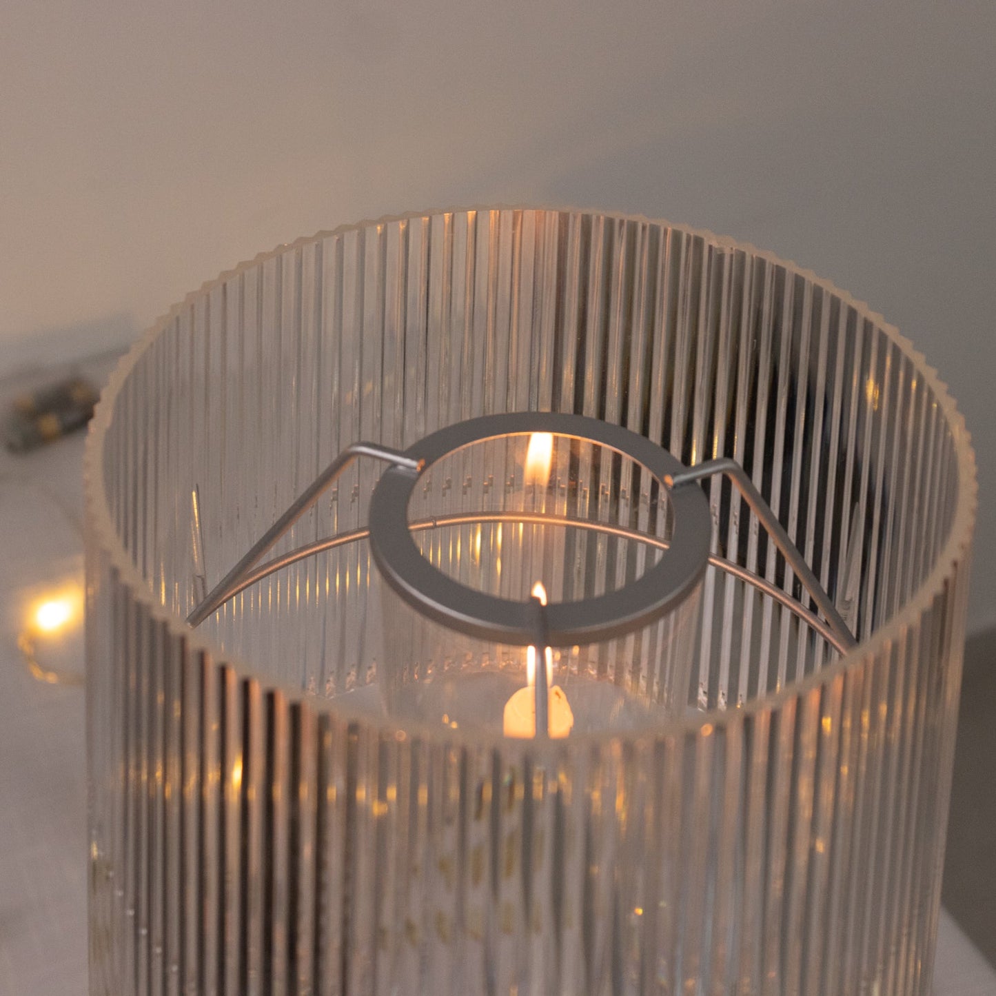 23" Crystal Candle Lamp with Ribbed Shade â€“ Clear Acrylic Column Candle Holder for Tealight & Taper Candles