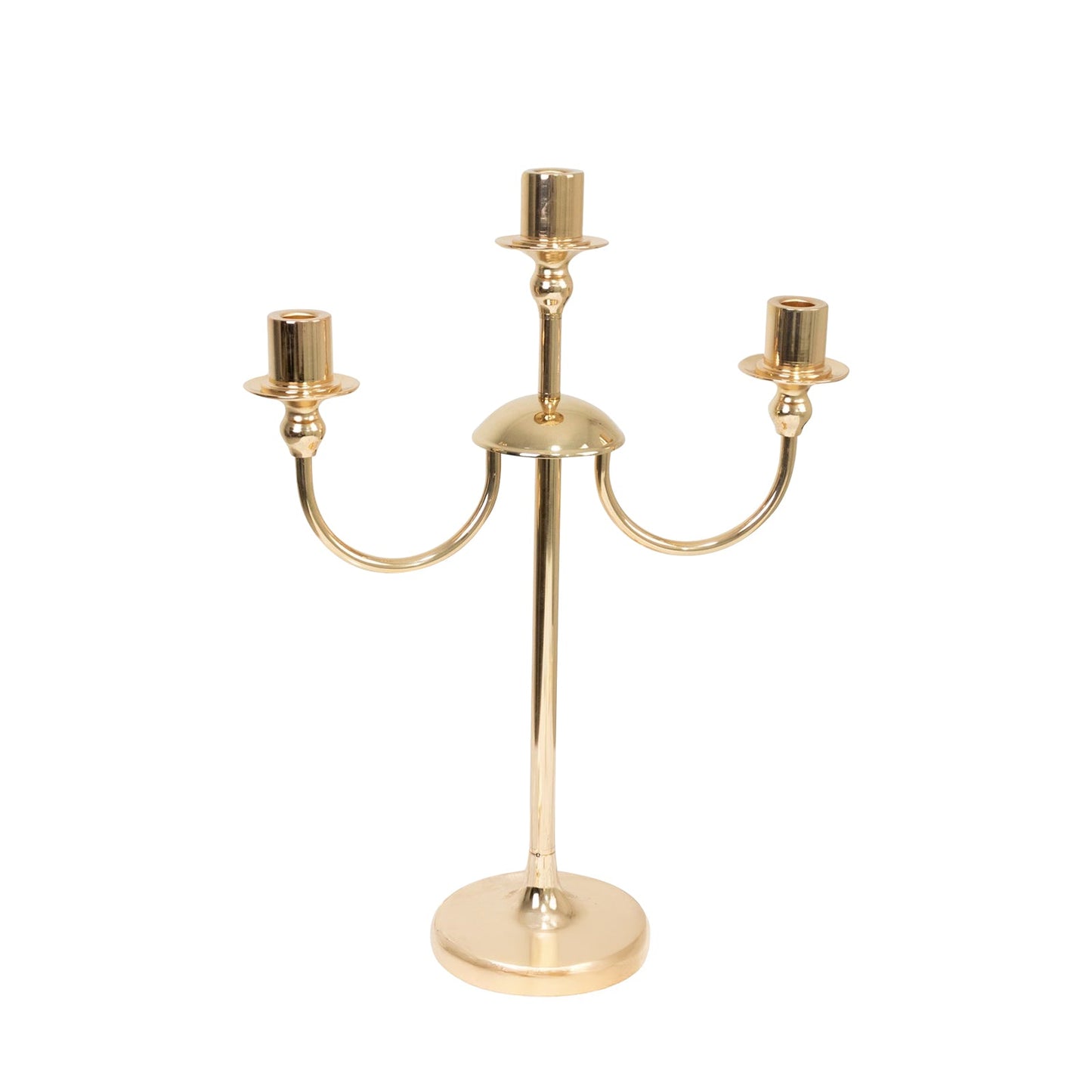 22" Tall Gold 3-Arm Metal Candelabra â€“ Modern Taper Candle Holder Centerpiece Stand