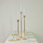 Gold Metal Taper Candle Holders with Hurricane Glass Shades, Set of 3 â€“ Modern Minimalist Candlestick Stands â€“ 28", 32", 36"