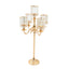 Gold Metal 5-Arm Candelabra with Crystal Pendant Glass Shades â€“ 40" Tall Candle Holder for Pillar, LED, and Flameless Candles