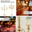 Gold Metal 5-Arm Candelabra with Crystal Pendant Glass Shades â€“ 40" Tall Candle Holder for Pillar, LED, and Flameless Candles