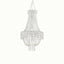 2ft Empire Style Beaded Crystal Chandelier with Silver Ornate Metal Frame, Adjustable Hanging Farmhouse Pendant Ceiling Lighting