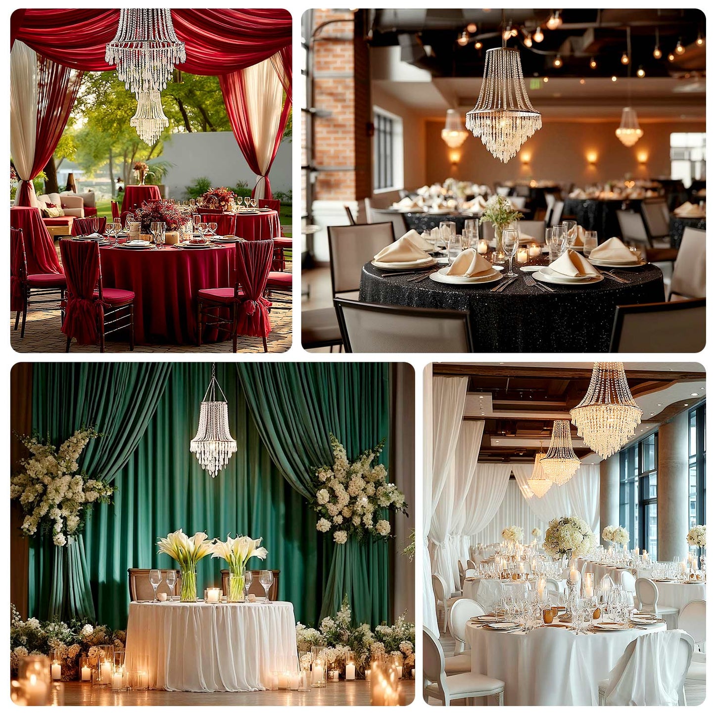 2ft Fountain Crystal Beaded Chandelier â€“ Hanging Pendant Light with Silver Metal Frame & Hook Chain, Elegant Tiered Design