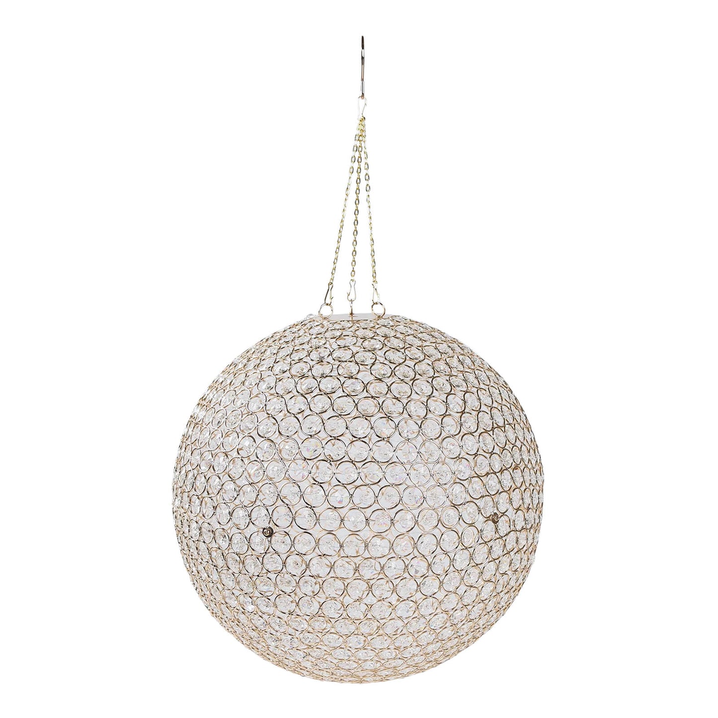 16" Crystal Globe Chandelier â€“ Hanging Beaded Ball Pendant Light with Gold Metal Hook & Chain for Decorative Home Lighting