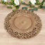 6-Pack Acrylic Round Charger Plates 13" in Brown / Brushed Gold with Vintage Floral Carved Rim, Event Tabletop Decorative Charger Tableware