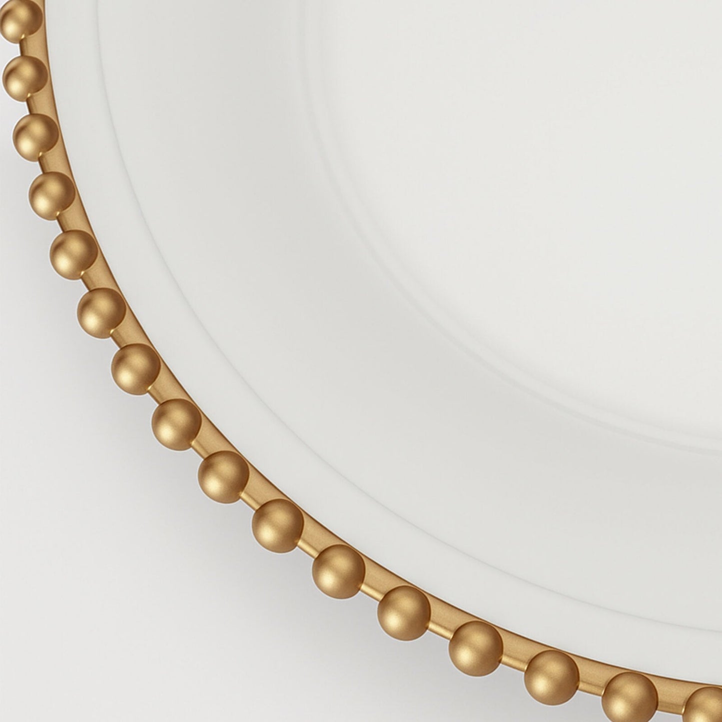 6-Pack Acrylic Round Charger Plates 13" in White with Gold Beaded Rim, Decorative Dinner Party Charger Tableware