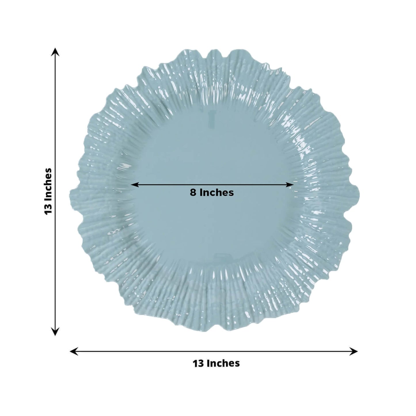 10 Pack Economy Reef Plastic Charger Plates â€“ 13" Dusty Blue Dinner Plate Chargers for Weddings, Parties & Catering