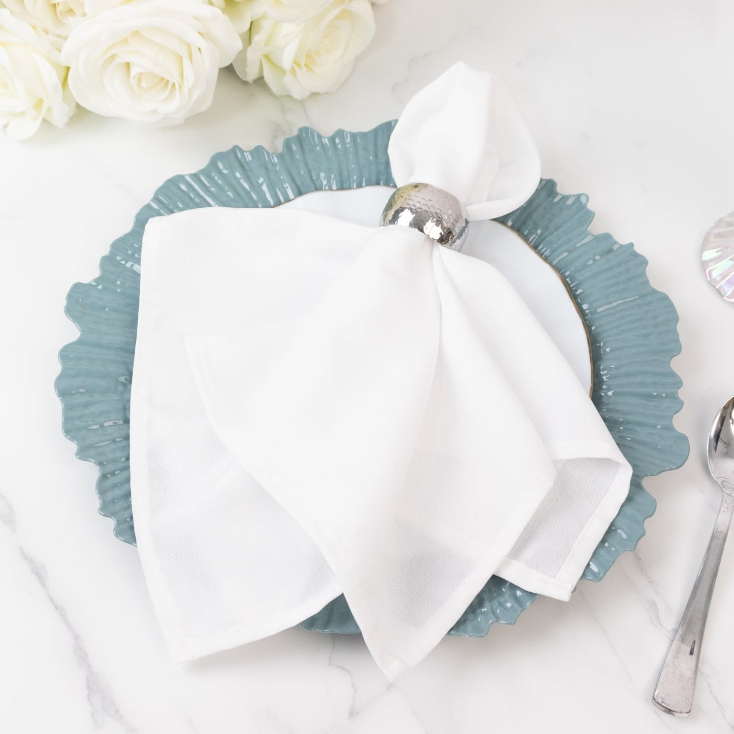 10 Pack Economy Reef Plastic Charger Plates â€“ 13" Dusty Blue Dinner Plate Chargers for Weddings, Parties & Catering