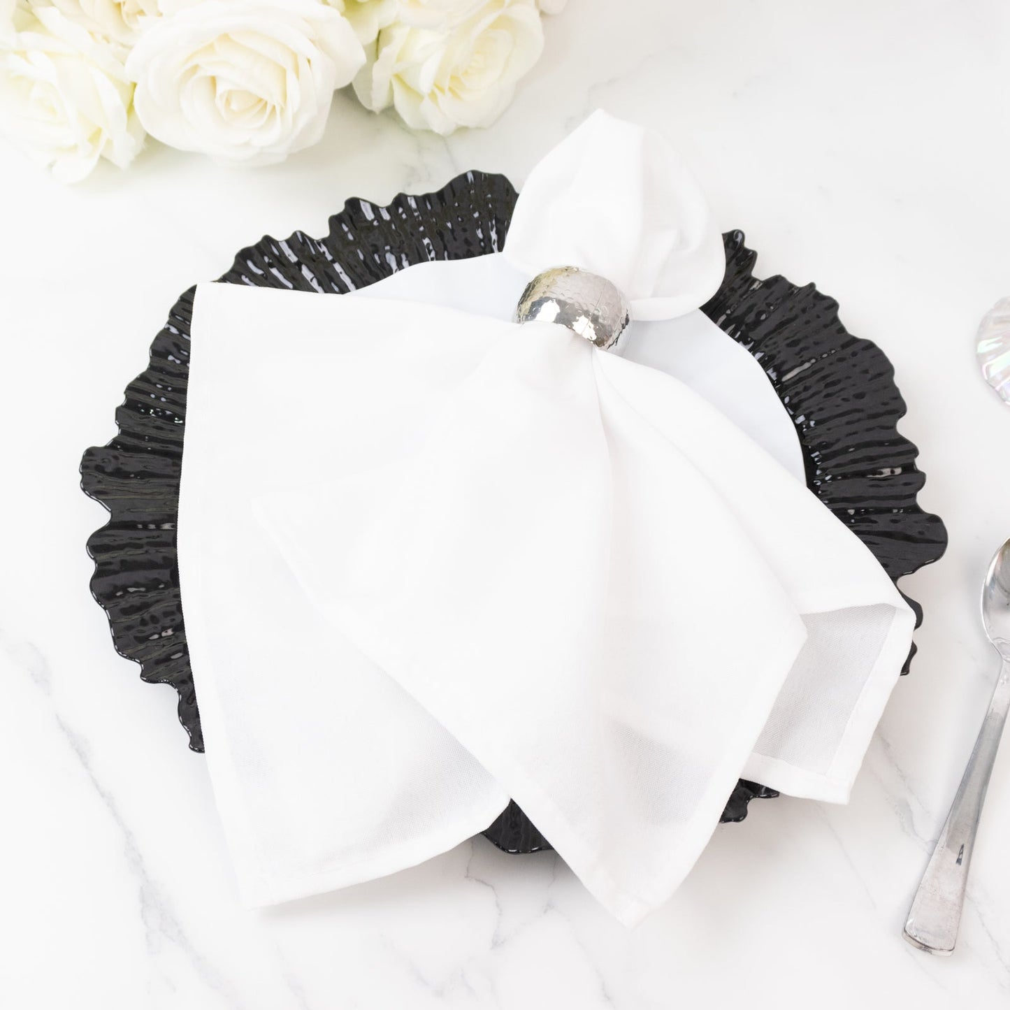 10 Pack Economy Reef Plastic Charger Plates â€“ 13" Black Dinner Plate Chargers for Weddings, Parties & Catering