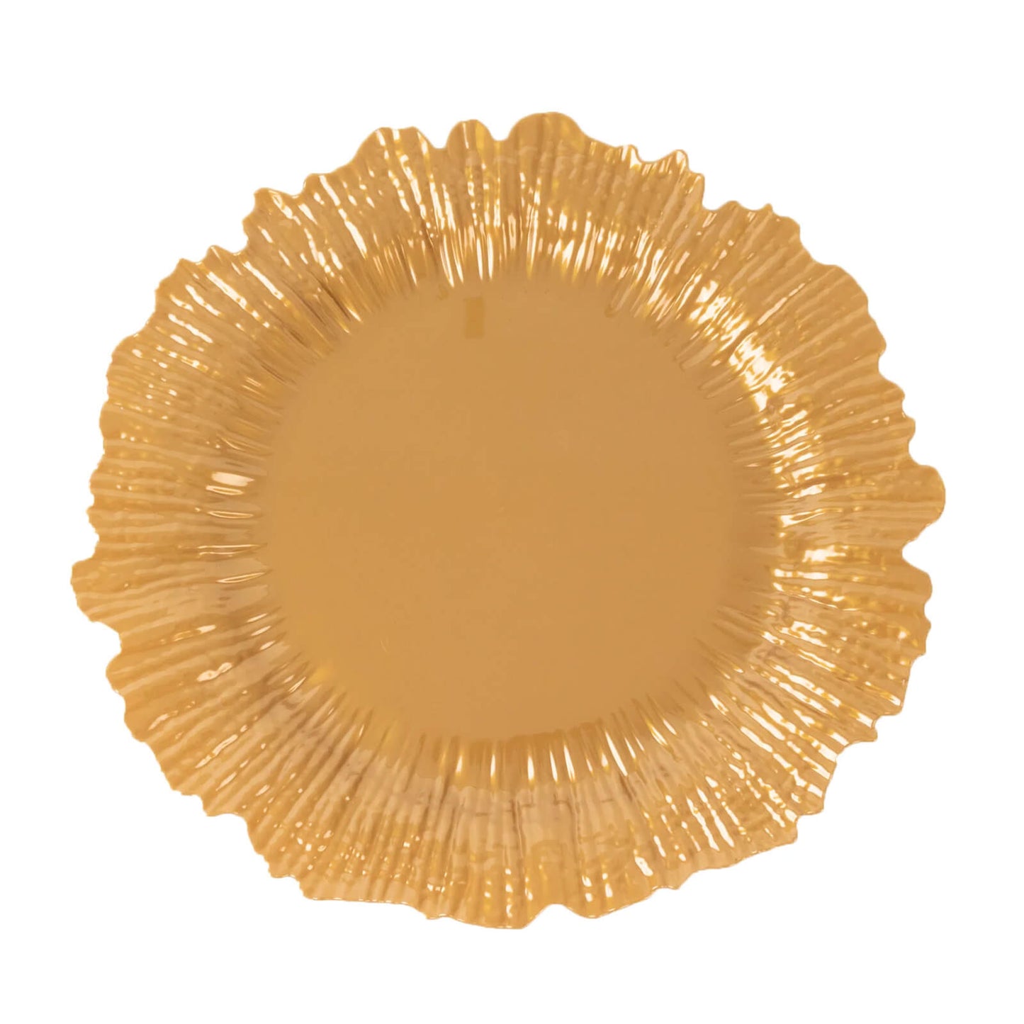 10 Pack Economy Reef Plastic Charger Plates â€“ 13" Gold Dinner Plate Chargers for Weddings, Parties & Catering