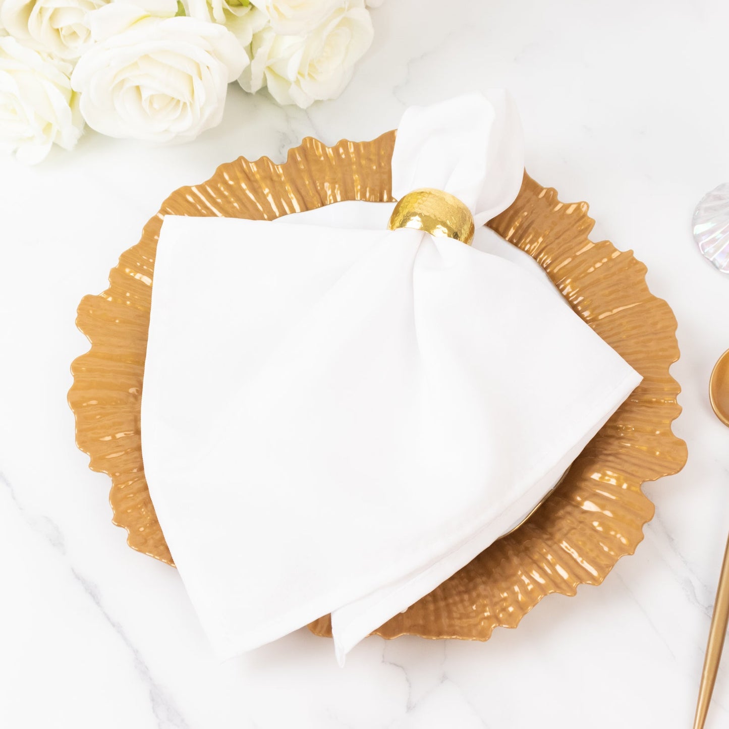 10 Pack Economy Reef Plastic Charger Plates â€“ 13" Gold Dinner Plate Chargers for Weddings, Parties & Catering