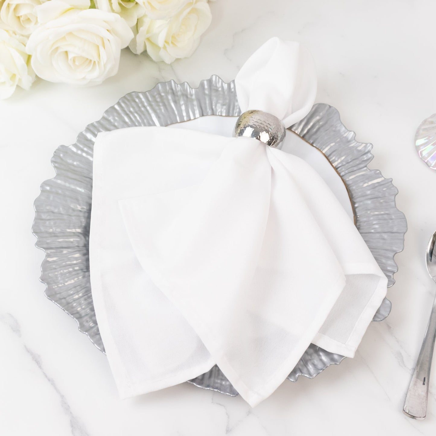 10 Pack Economy Reef Plastic Charger Plates â€“ 13" Silver Dinner Plate Chargers for Weddings, Parties & Catering