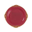 20-Pack Economy Plastic Round Charger Plates 13" in Burgundy with Gold Embossed Baroque Rim, Stylish Dinner Party Serving Plates