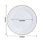 10-Pack Economy Round Plastic Charger Plates 13" in White with Gold Beaded Rim, Stylish Dinner Party Serving Plates
