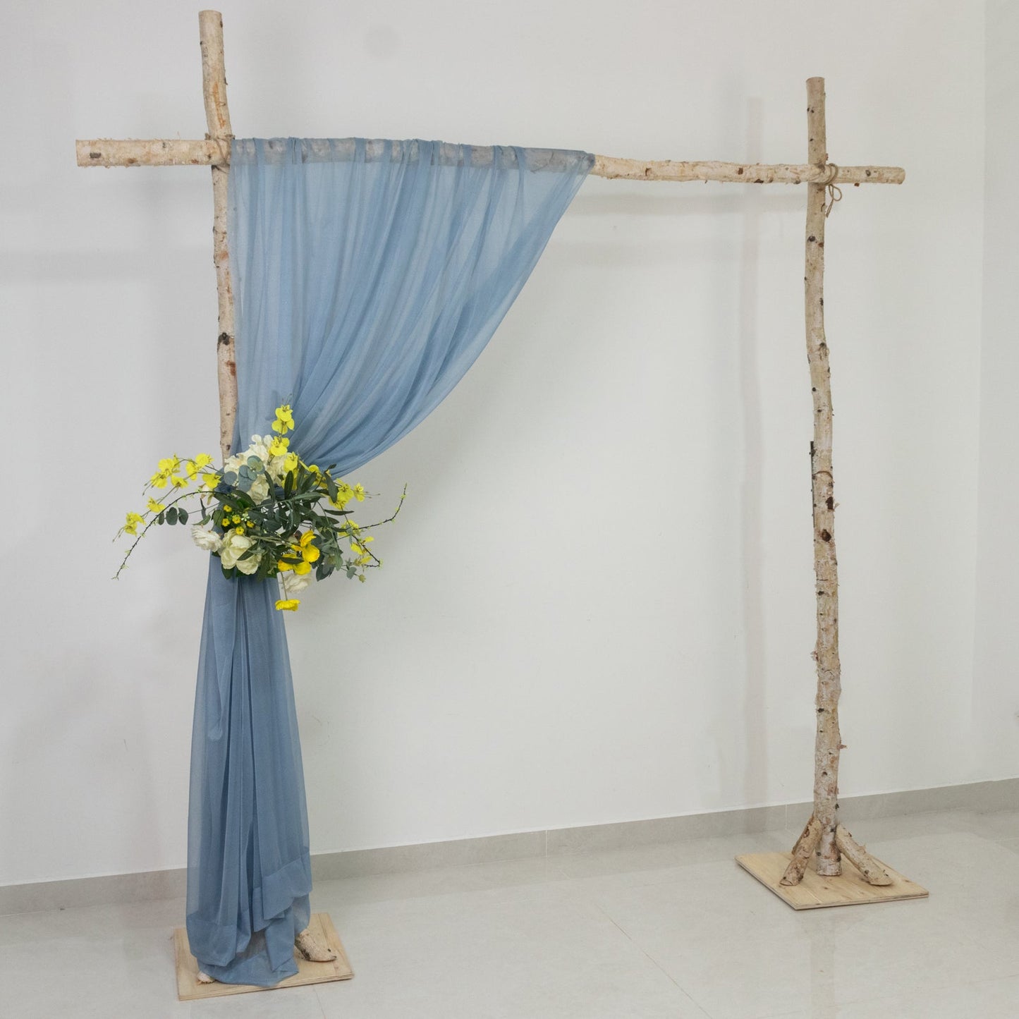 Dusty Blue Sheer Backdrop Drape â€“ 5ft x 14ft Wedding Arch & Ceiling Decor Panel, Wrinkle Free with Soft Shimmer