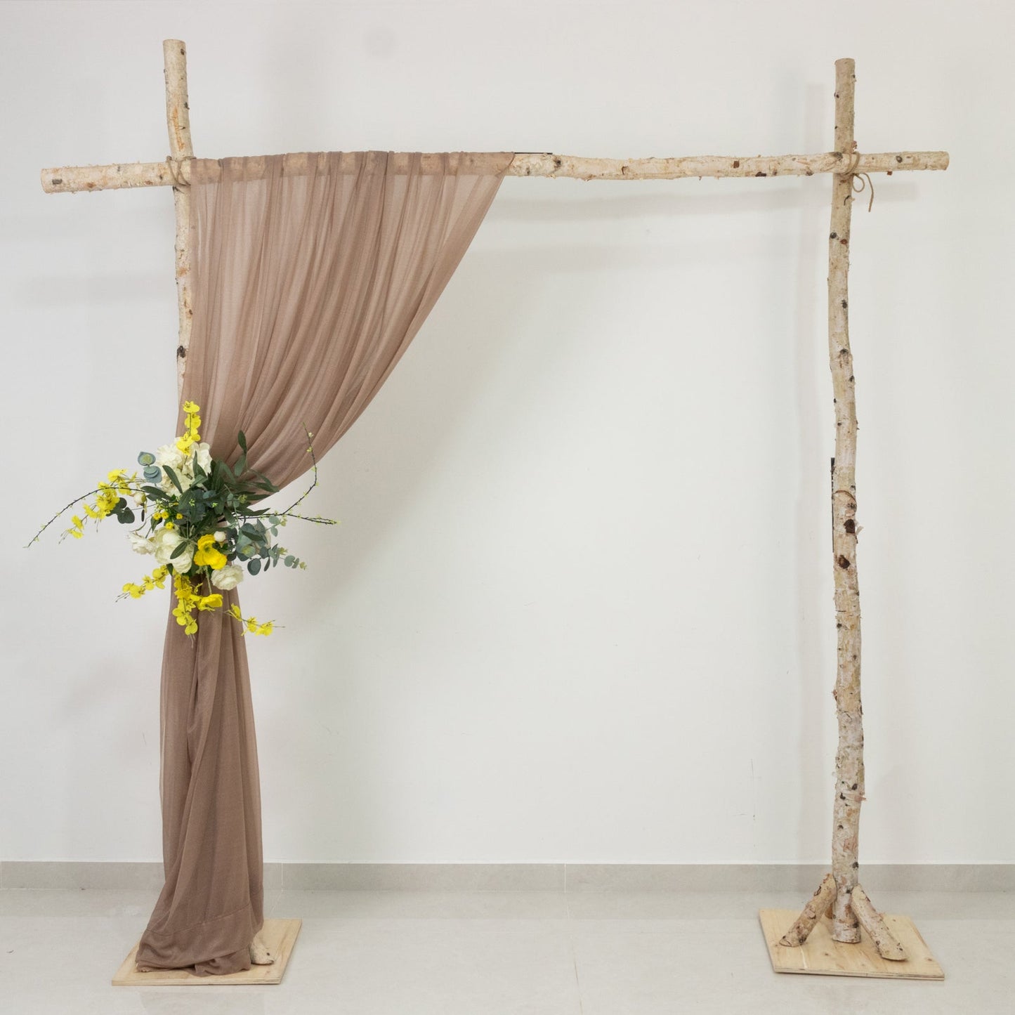 Taupe Sheer Backdrop Drape â€“ 5ft x 14ft Wedding Arch & Ceiling Decor Panel, Wrinkle Free with Soft Shimmer