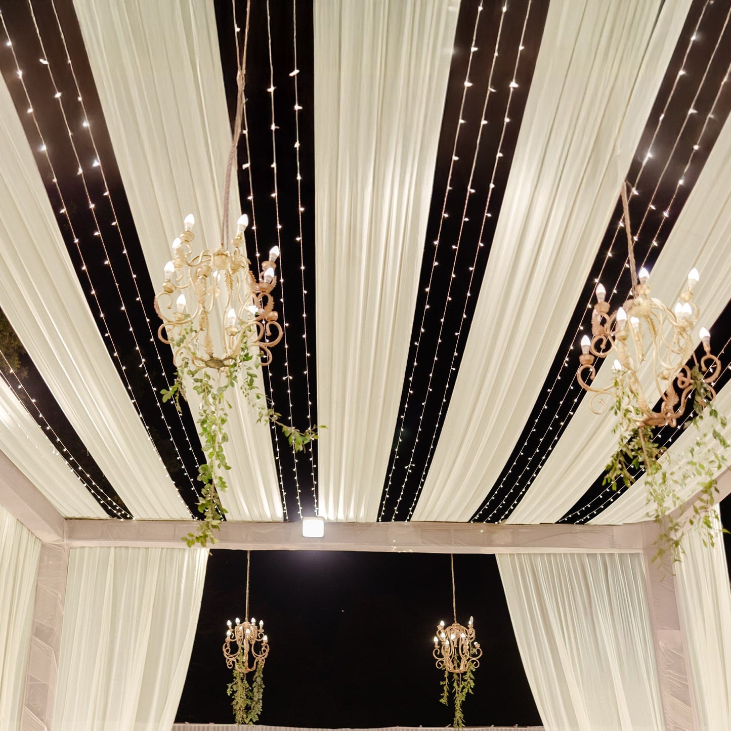Beige Sheer Backdrop Drape â€“ 5ftx32ft Wedding Arch & Ceiling Decor Panel, Wrinkle Free with Soft Shimmer
