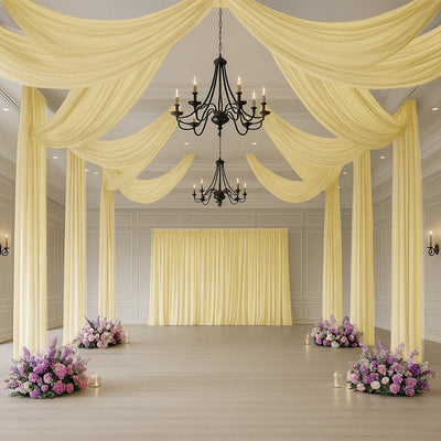 Champagne Sheer Backdrop Drape â€“ 5ftx32ft Wedding Arch & Ceiling Decor Panel, Wrinkle Free with Soft Shimmer