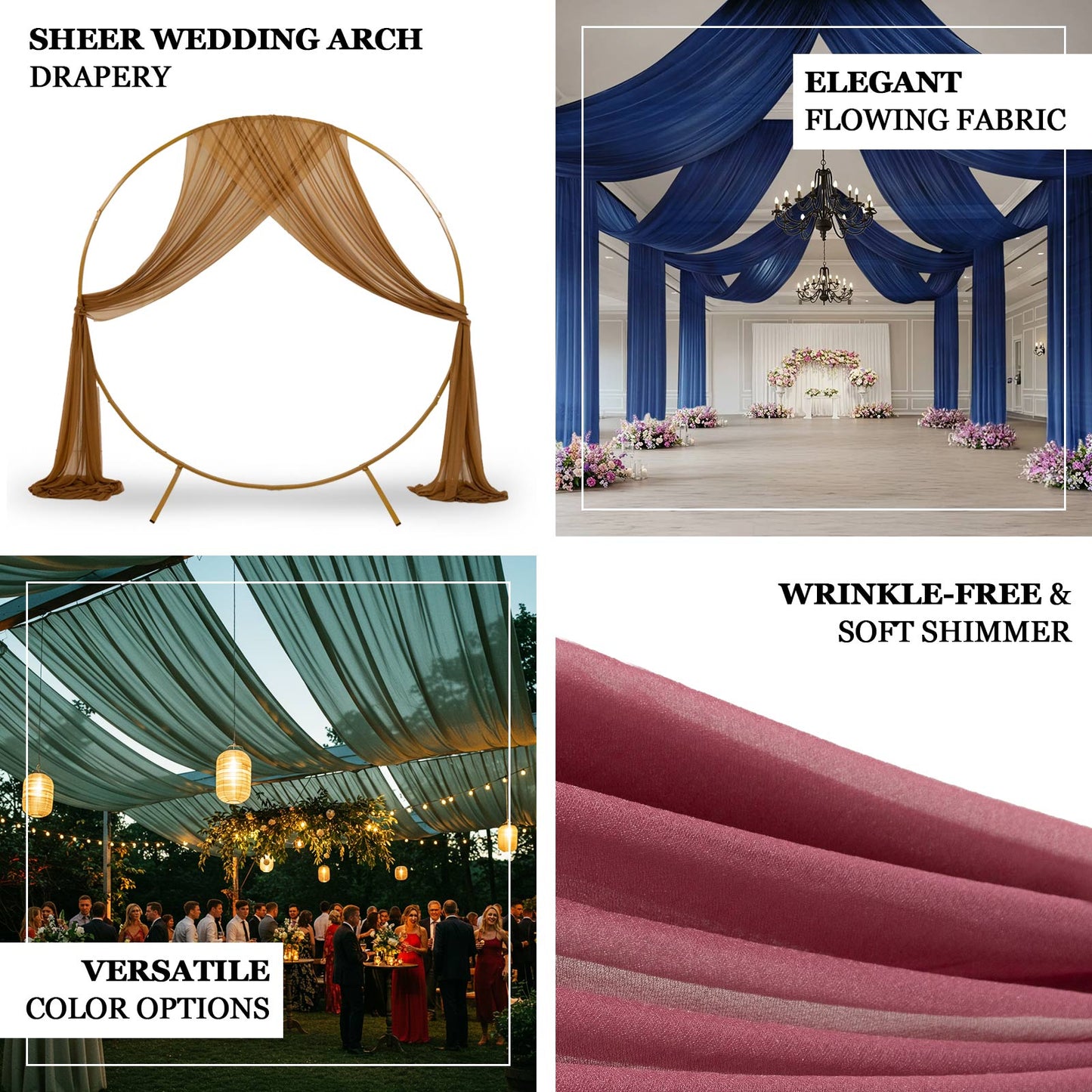 White Sheer Backdrop Drape â€“ 5ftx32ft Wedding Arch & Ceiling Decor Panel, Wrinkle Free with Soft Shimmer